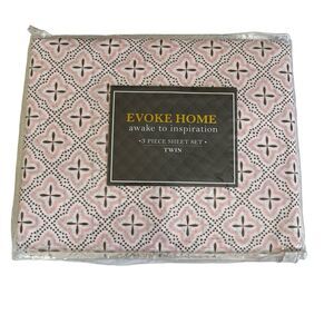 Evoke Home Awake To Inspiration Pink Twin 3 piece Size Sheet Set  Microfiber GEO
